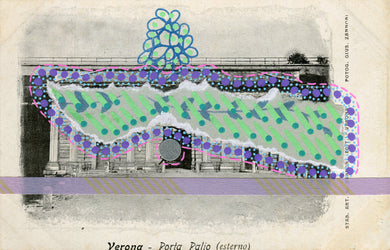 Retro Verona Porta Palio Postcard Collage Art - Naomi Vona Art