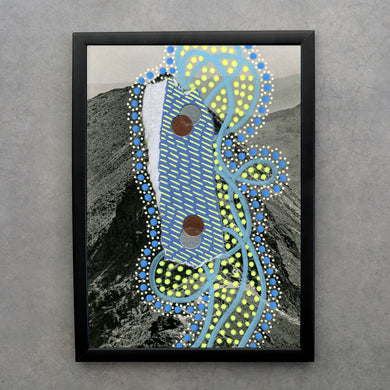 Neon Yellow Turquoise Fine Art Print Collage - Naomi Vona Art