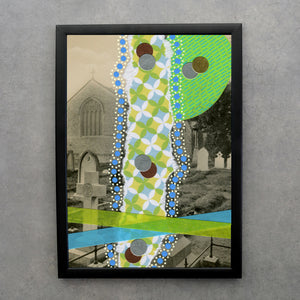 Green Turquoise Fine Art Print Of abstract Art Collage - Naomi Vona Art