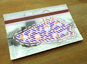 Brown, Pink And Purple Vintage Altered Postcard - Naomi Vona Art