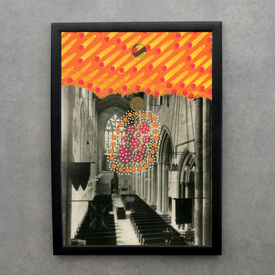 Fine Art Print Of Manipulated Vintage Church Interiors Postcard - Naomi Vona Art