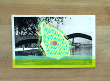 Load image into Gallery viewer, Green Art Collage On Vintage Landscape Postcard - Naomi Vona Art
