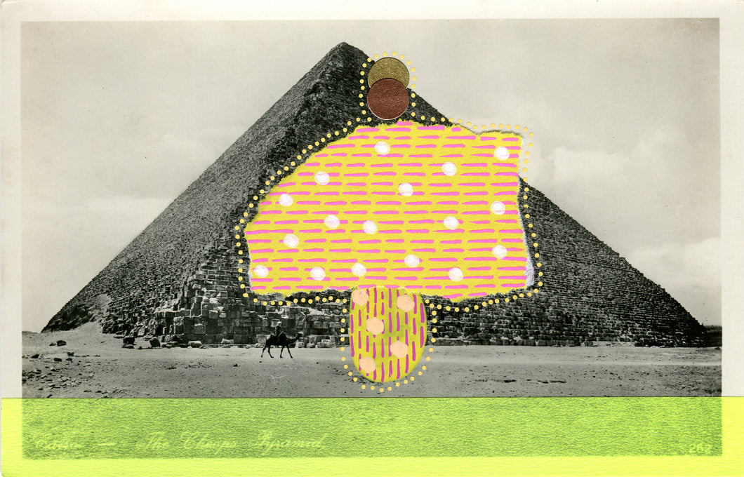 The Pyramid Of Cheops Vintage Postcard Art Collage - Naomi Vona Art