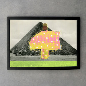 Egypt Pyramid Retro Postcard Altered By Hand - Naomi Vona Art