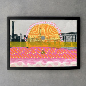 Orange Print Fine Art Print On Landscape Postcard - Naomi Vona Art
