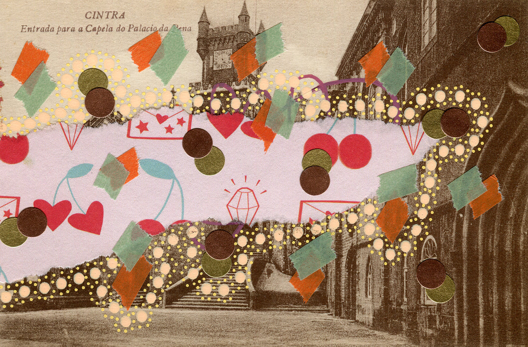 Vintage Postcard Of Cintra's Palacio Da Pena Collage - Naomi Vona Art