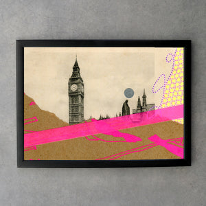 Vintage London Postcard Altered By Hand - Naomi Vona Art
