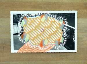 Abstract Mixed Media Collage On Vintage Postcard - Naomi Vona Art