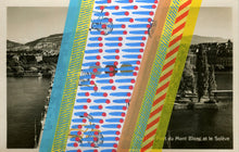 Cargar imagen en el visor de la galería, Abstract Collage Art On Vintage Lakeview Postcard - Naomi Vona Art
