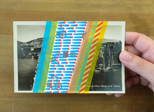 Abstract Collage Art On Vintage Lakeview Postcard - Naomi Vona Art