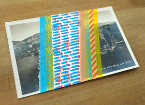 Abstract Collage Art On Vintage Lakeview Postcard - Naomi Vona Art