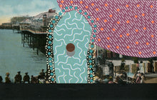 画像をギャラリービューアに読み込む, Burgundy And Mint Green Abstract Collage On Vintage Postcard - Naomi Vona Art
