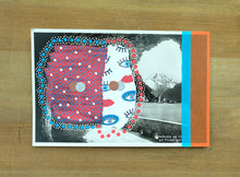 画像をギャラリービューアに読み込む, Red And Blue Collage Composition Over A Vintage Mountain View Postcard - Naomi Vona Art
