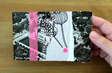 Cargar imagen en el visor de la galería, Pink Grey Abstract Art Collage On Vintage Postcard - Naomi Vona Art
