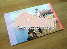 Cargar imagen en el visor de la galería, Pastel Pink And Yellow Abstract Collage On Vintage Postcard - Naomi Vona Art
