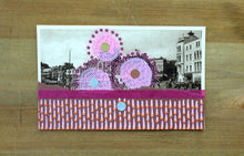 Cargar imagen en el visor de la galería, Pink, Brown And Burgundy Abstract Collage On Retro Vintage Postcard - Naomi Vona Art
