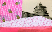 Cargar imagen en el visor de la galería, Neon Pink Art Collage On Vintage Cathedral Postcard - Naomi Vona Art
