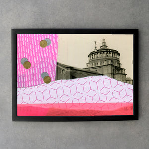 Neon Pink And Red Architecture Abstract Art Print - Naomi Vona Art