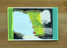 Cargar imagen en el visor de la galería, Neon Abstract Art Collage Composition On Vintage Mountain View Postcard - Naomi Vona Art
