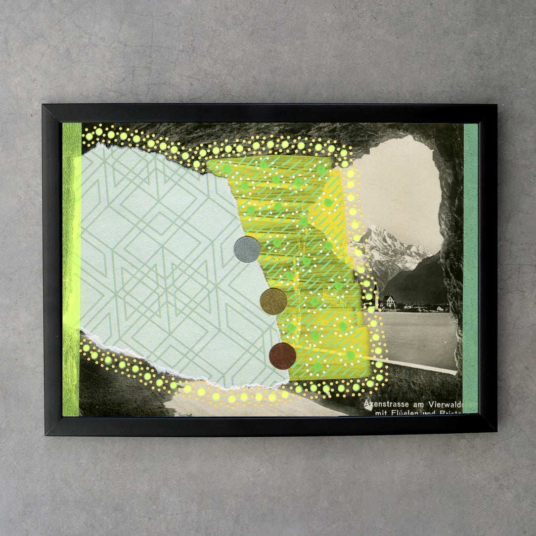 Neon Yellow And Mint Green Abstract Art Print - Naomi Vona Art