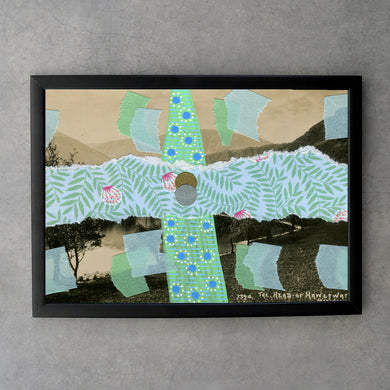 Baby Blue And Mint Green Art Collage Print - Naomi Vona Art