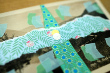 画像をギャラリービューアに読み込む, Mint Green And Light Blue Art Collage Composition On Vintage Landscape Postcard - Naomi Vona Art
