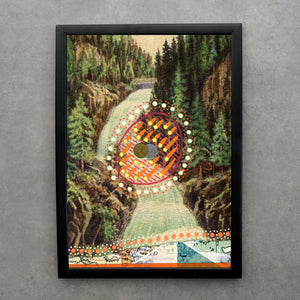 Altered Illustrated Waterfall Postcard Fine Art Print - Naomi Vona Art