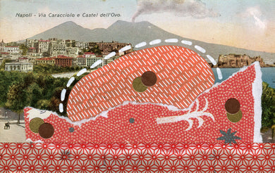 Vintage Illustration Postcard Of Naples City Altered By Hand - Naomi Vona Art