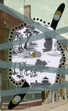 Cargar imagen en el visor de la galería, White, Black And Grey Abstract Art Collage On Vintage Postcard - Naomi Vona Art
