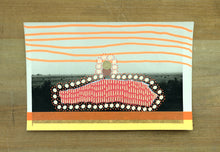 Load image into Gallery viewer, Orange Red Abstract Art Collage On Vintage Retro Landscape Postcard - Naomi Vona Art
