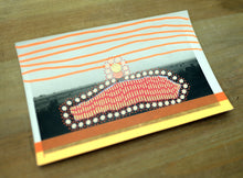 Load image into Gallery viewer, Orange Red Abstract Art Collage On Vintage Retro Landscape Postcard - Naomi Vona Art
