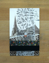 Carica l&#39;immagine nel visualizzatore di Gallery, Abstract Art Collage Composition On Vintage Cathedral Postcard - Naomi Vona Art
