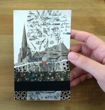 Load image into Gallery viewer, Abstract Art Collage Composition On Vintage Cathedral Postcard - Naomi Vona Art
