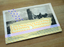 Cargar imagen en el visor de la galería, Golden Abstract Art Collage Composition On Vintage Postcard - Naomi Vona Art
