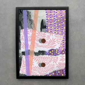 Pink Abstract Mixed Media Print On Retro Postcard - Naomi Vona Art