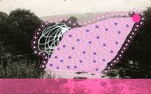 Cargar imagen en el visor de la galería, Neon Pink Contemporary Abstract Art Collage On Vintage Natural Landscape Postcard - Naomi Vona Art
