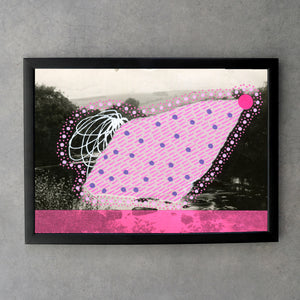 Pink Mixed Media On Postcard Fine Art Print - Naomi Vona Art