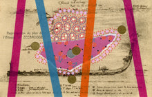 Cargar imagen en el visor de la galería, Colourful Abstract Art Collage Composition Over A Vintage Postcard Illustration - Naomi Vona Art
