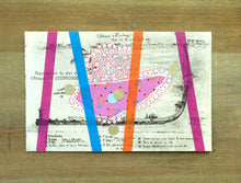 Cargar imagen en el visor de la galería, Colourful Abstract Art Collage Composition Over A Vintage Postcard Illustration - Naomi Vona Art
