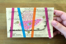 画像をギャラリービューアに読み込む, Colourful Abstract Art Collage Composition Over A Vintage Postcard Illustration - Naomi Vona Art
