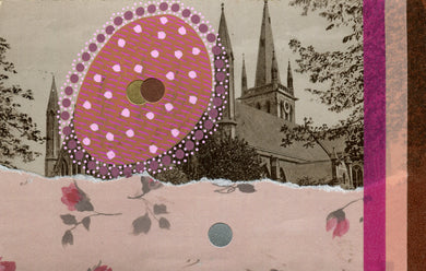 Paper Ephemera Art Collage In Rose Pink, Brown And Red Wine - Naomi Vona Art