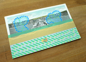 Vintage Brighton Postcard Altered With Gold, Mint And Turquoise Colours - Naomi Vona Art
