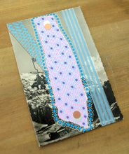 Load image into Gallery viewer, Pink Blue Abstract Collage On Vintage Mountain View Postcard - Naomi Vona Art
