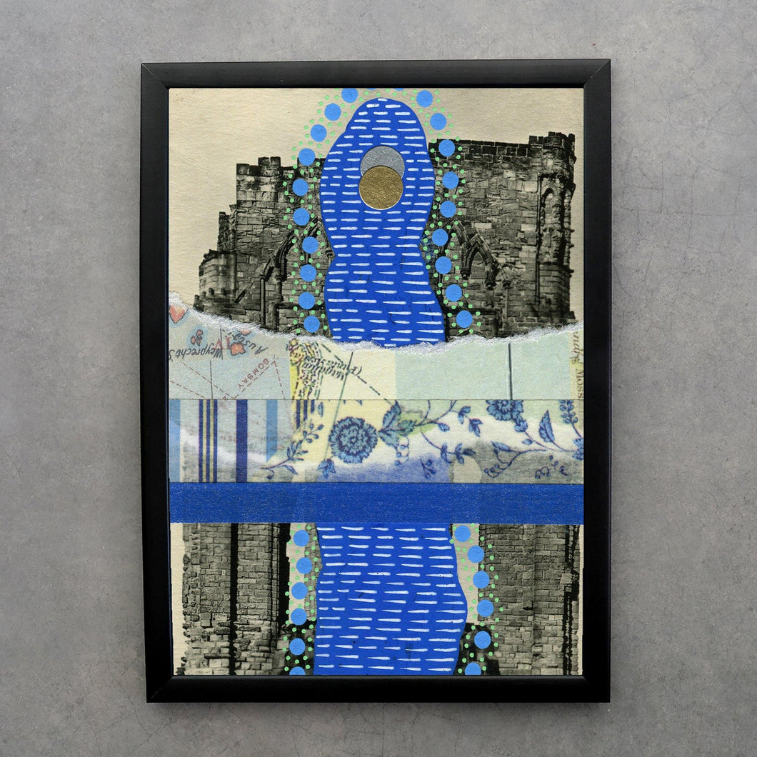 Blue abstract art print of original mixed media artwork- Naomi Vona Art