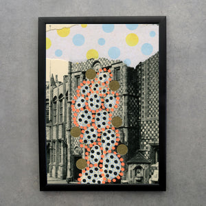 Dots Decoration Abstract Collage On Retro Postcard - Naomi Vona Art