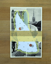 Cargar imagen en el visor de la galería, Yellow Gold Abstract Collage On Retro Postcard - Naomi Vona Art
