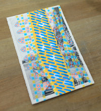 画像をギャラリービューアに読み込む, Light Blue Yellow Mixed Media Collage Art On Vintage Retro Postcard - Naomi Vona Art
