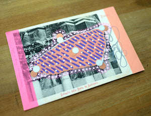 Pink Purple Collage On Vintage Pistoia Postcard - Naomi Vona Art