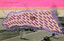 Load image into Gallery viewer, Purple And Pink Mixed Media Art Collage On Retro Postcard - Naomi Vona Art

