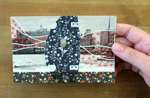 Abstract Collage On Vintage Goteborg Postcard - Naomi Vona Art